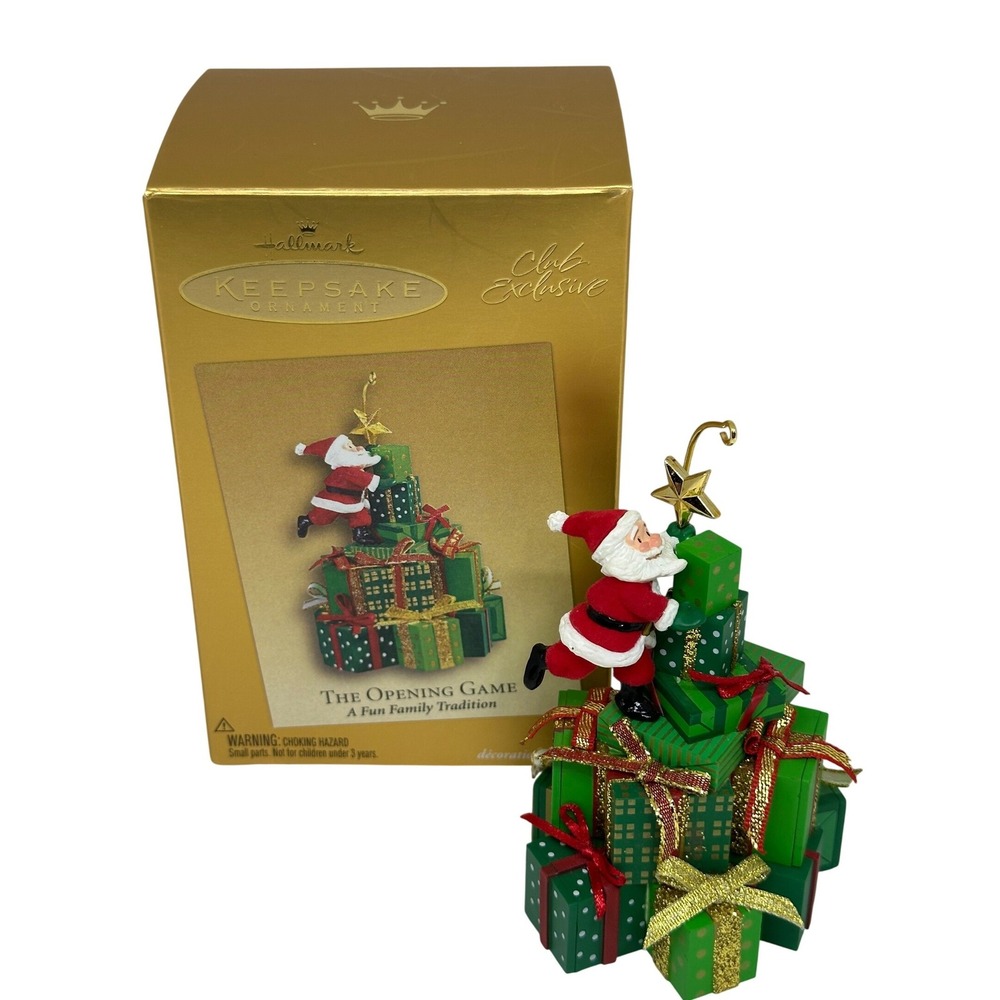 Hallmark Ornament The Opening Game Green Santa Presents Keepsake Club Exclusive